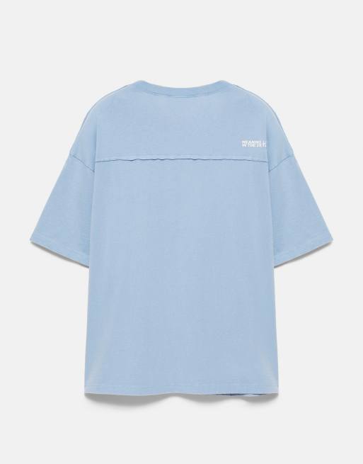 Pull&Bear - T-shirt overlock comoda blu medio, 7 di 7