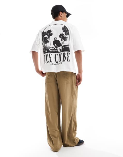 Pull&Bear - T-shirt oversize à imprimé graphique Ice Cube au dos - Blanc - view 1