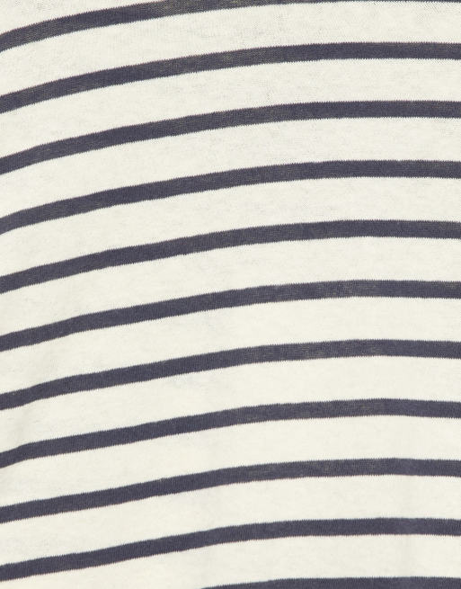 Pull&Bear t-shirt oversize à manches longues à rayures couleur vanille, 7 de 7