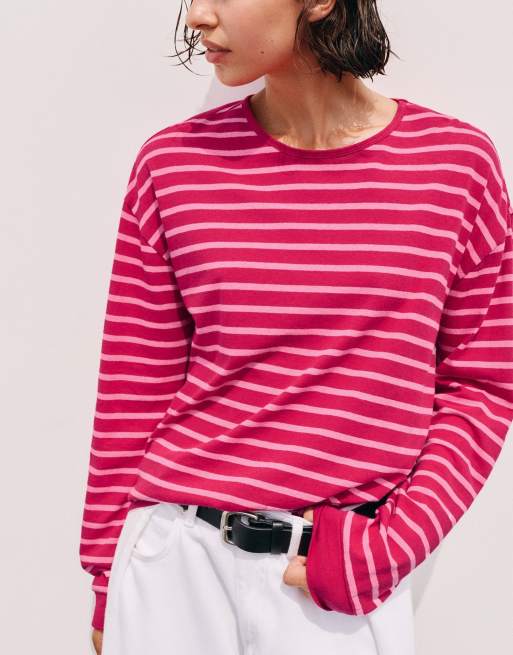 Pull&Bear t-shirt oversize à manches longues à rayures, 3 de 7