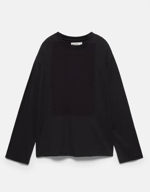 Pull&Bear T-shirt oversize a maniche lunghe nera, 6 di 7