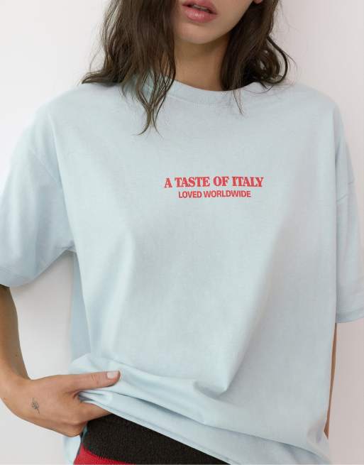 Pull&Bear t-shirt oversize à motif tomate bleu, 3 de 7