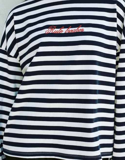 Pull&Bear t-shirt oversize à rayures avec slogan en ice, 3 de 7
