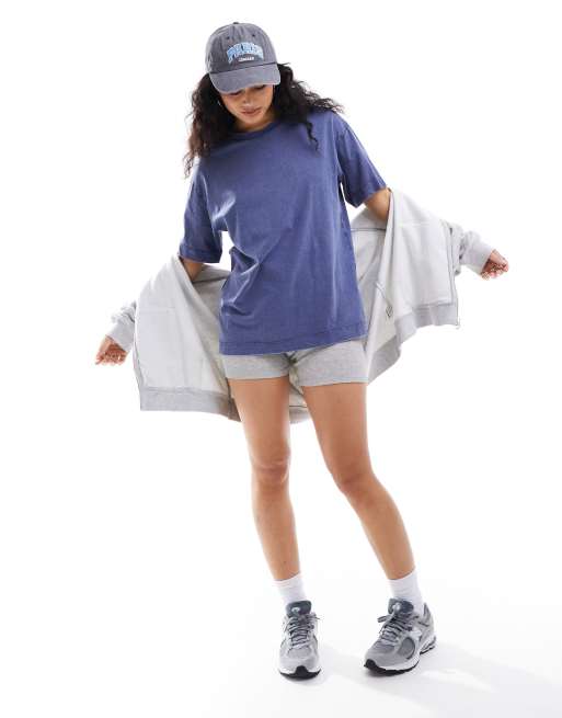 Pull&Bear - T-shirt oversize blu slavato