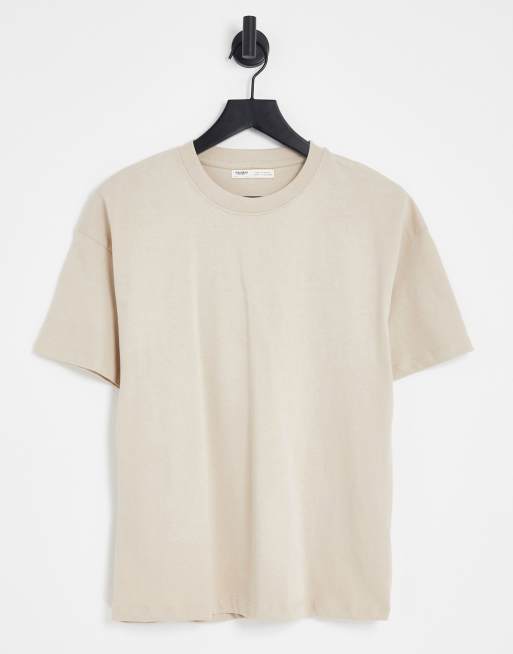 Pull&Bear - T-shirt oversize color pietra