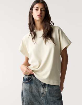 Pull&Bear - T-shirt oversize color sabbia
