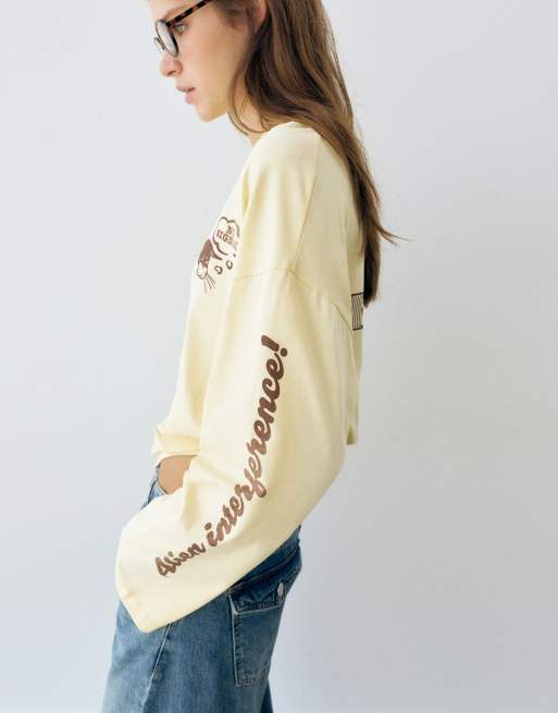 Pull&Bear T-shirt oversize con grafica di gatto in butter, 3 di 7