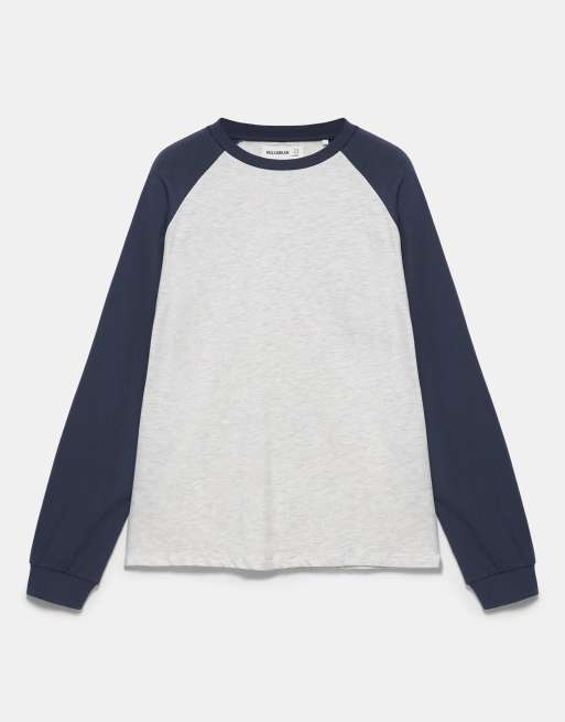 Pull&Bear T-shirt oversize con maniche raglan in grigio mélange, 5 di 7