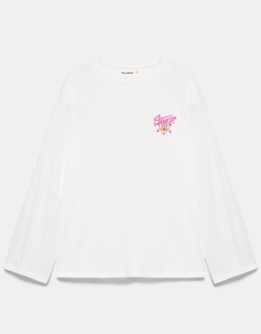 Pull&Bear T-shirt oversize con stampa floreale in ice, 6 di 7