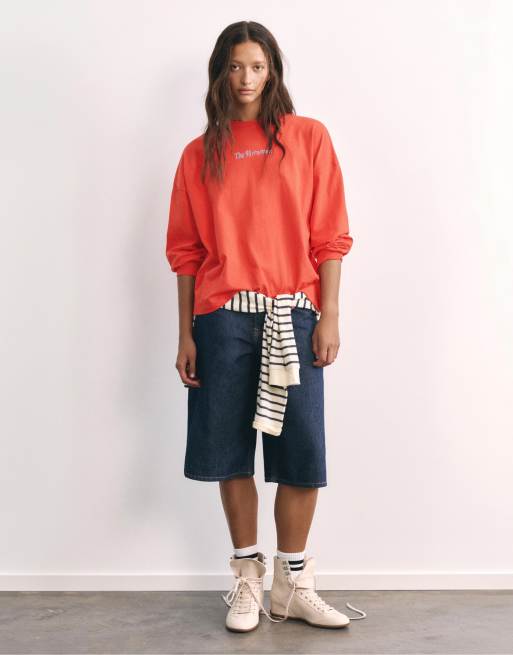Pull&Bear T-shirt oversize grafica rossa, 4 di 7