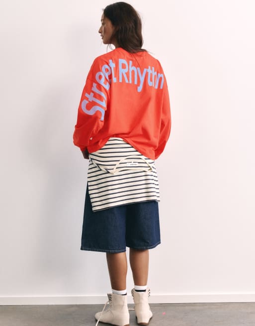 Pull&Bear T-shirt oversize grafica rossa, 5 di 7