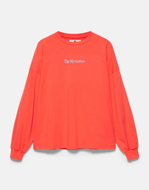 Pull&Bear T-shirt oversize grafica rossa, 6 di 7