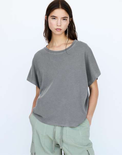 Pull&Bear - T-shirt oversize - Gris moyen - view 1