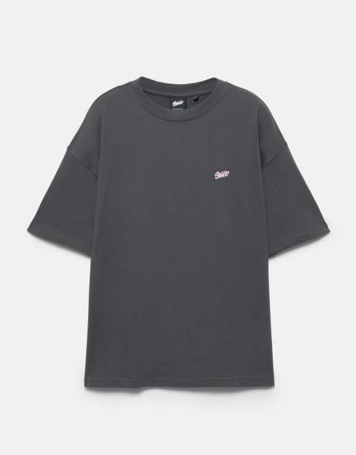 Pull&Bear - T-shirt oversize squadrata grigia con logo Stwd, 6 di 7