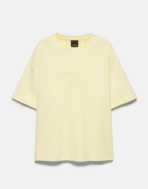 Pull&Bear T-shirt pesante con slogan giallo, 6 di 7