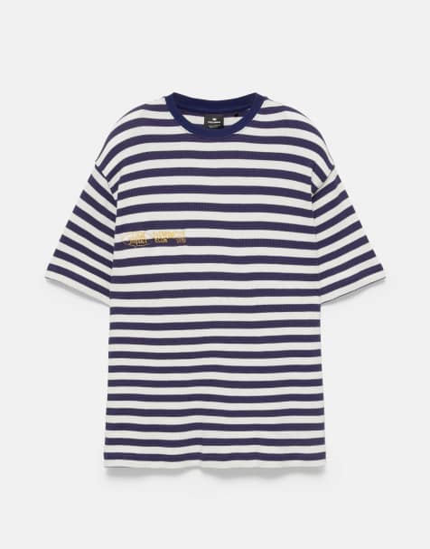 Pull&Bear - T-shirt rayé coupe classique - Bleu/blanc - view 1