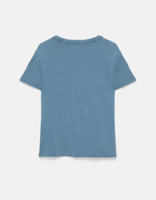 Pull&Bear t-shirt regular fit à motif effet craquelé gris/bleu, 7 de 7