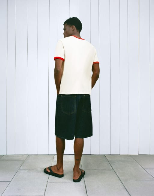 Pull&Bear - T-shirt rossa con finiture a contrasto, 2 di 7