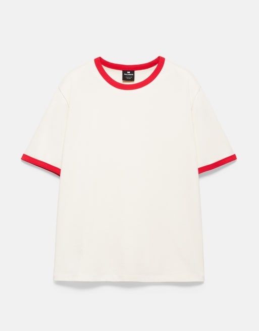 Pull&Bear - T-shirt rossa con finiture a contrasto, 3 di 7
