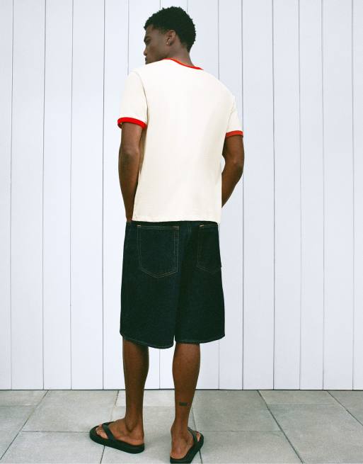 Pull&Bear - T-shirt rossa con finiture a contrasto, 7 di 7