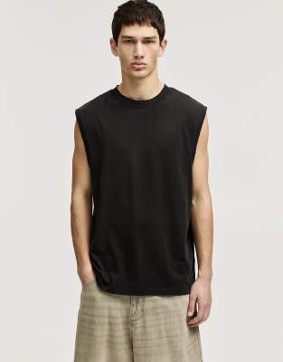 Pull & Bear - T-shirt sans manches - Noir délavé