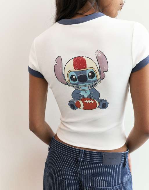 Pull&Bear - T-shirt slim bianca con Lilo & Stitch, 3 di 7