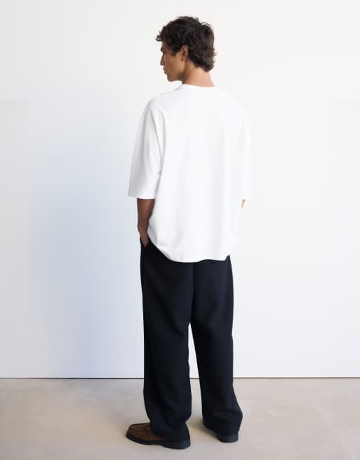 Pull&Bear t-shirt slogan coupe carrée blanc, 2 de 7