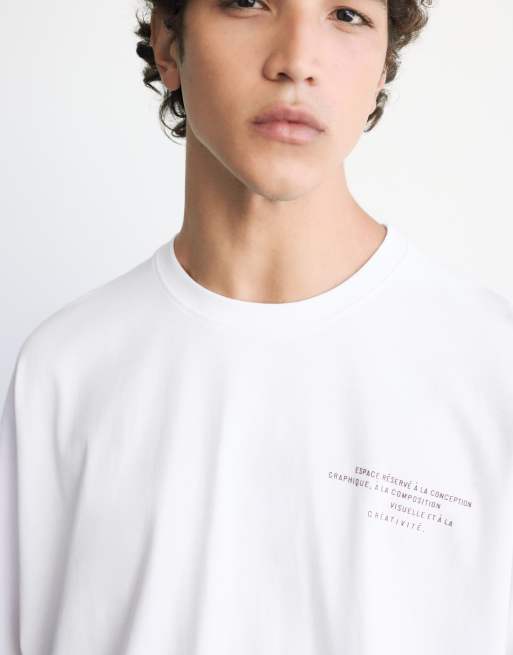 Pull&Bear t-shirt slogan coupe carrée blanc, 3 de 7
