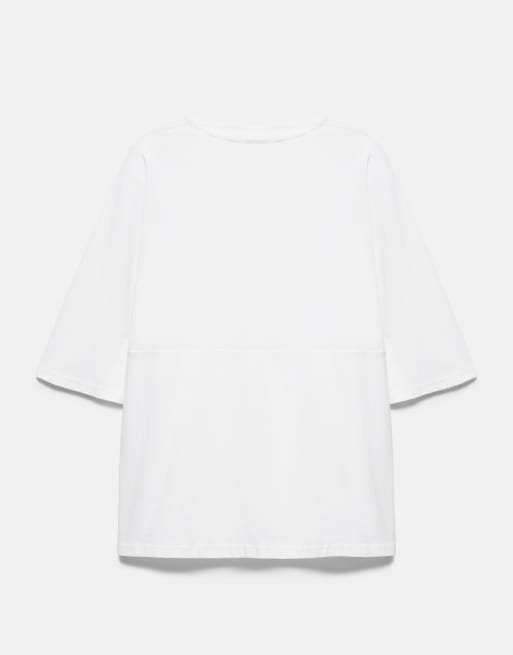 Pull&Bear t-shirt slogan coupe carrée blanc, 7 de 7
