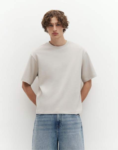 Pull&Bear - T-shirt squadrata color pietra - view 1