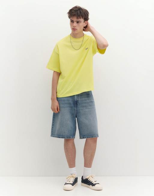 Pull&Bear T-shirt squadrata con logo Stwd gialla, 4 di 7