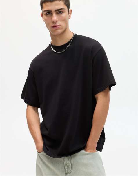 Pull&Bear - T-shirt squadrata nera - view 1