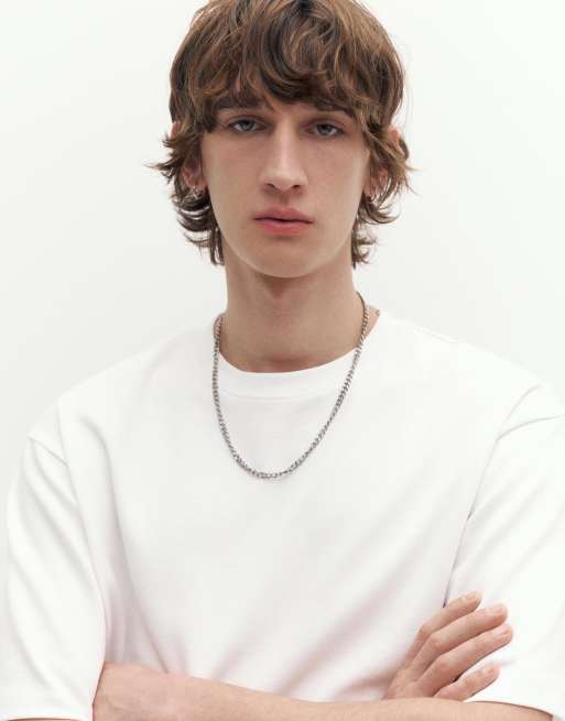 Pull&Bear - T-shirt squadrata oversize bianca in tessuto interlock, 2 di 4