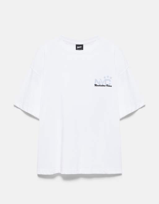 Pull&Bear T-shirt Stwd avec motif NYC en blanc, 6 de 7