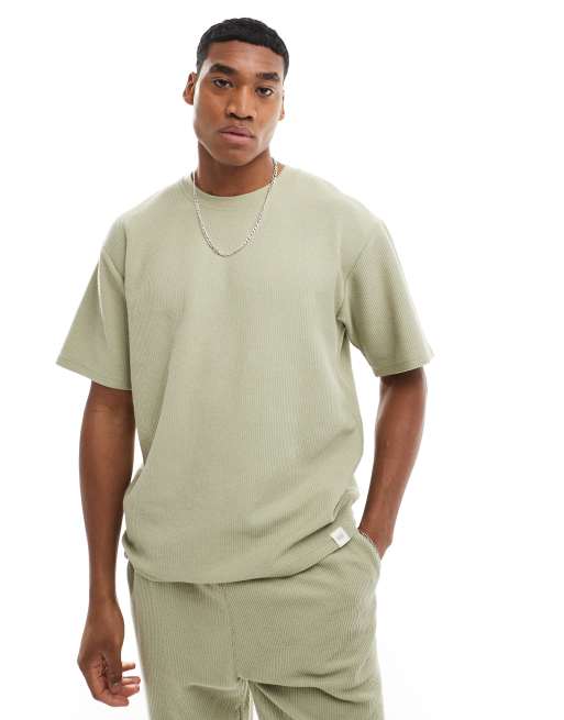 Pull&Bear - T-shirt testurizzata color menta in coordinato 