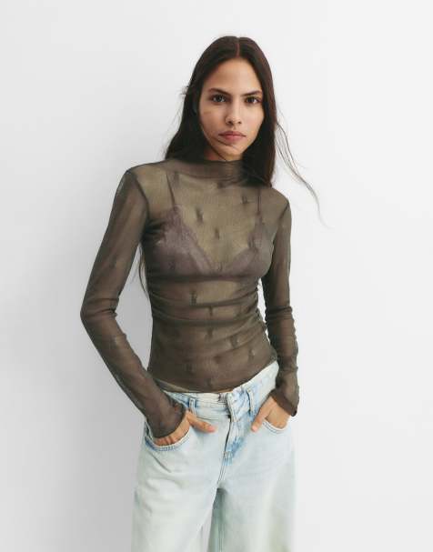 Pull&Bear - T-shirt testurizzata kaki - view 1