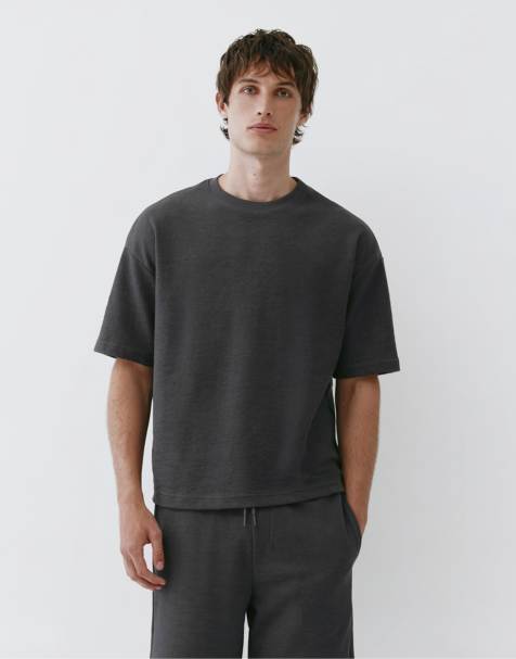 Pull&Bear - T-shirt texturé coupe décontractée - Gris - view 1
