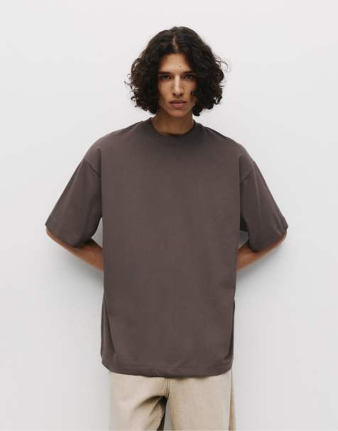 Pull&Bear - T-shirt ultra ample à manches courtes - Chocolat - view 1