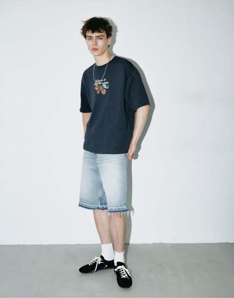 Pull&Bear t-shirt une pièce à rayures larges bleu marine - view 1