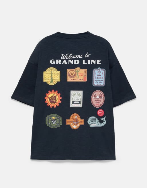 Pull&Bear t-shirt une pièce à rayures larges bleu marine, 6 de 6