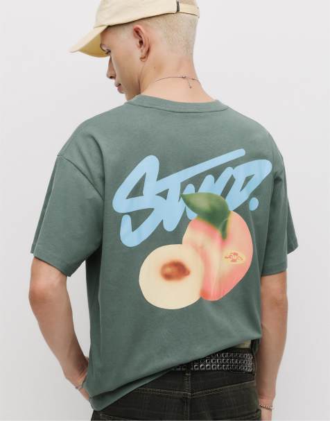 Pull&Bear - T-shirt verde con grafica con pesca - view 1
