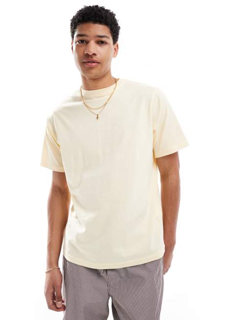 Pull&Bear - T-shirt vestibilità classica giallo tenue