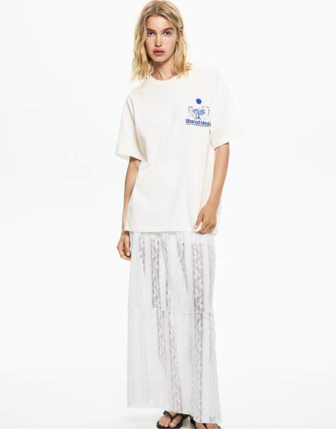 Pull&Bear t-shirt with animal motifs in white - view 1