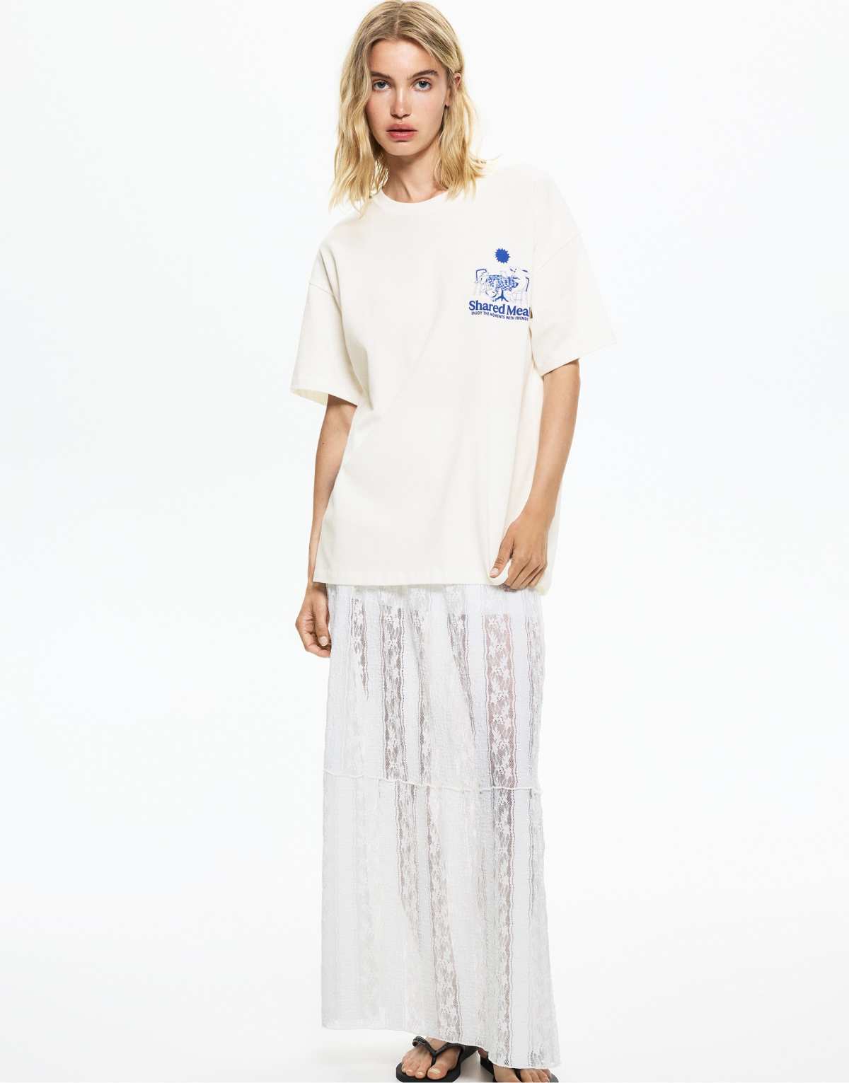 Pull&Bear t-shirt with animal motifs in white