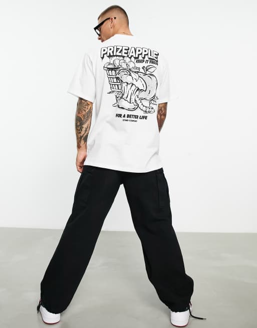 Pull&Bear t-shirt with bad apple back print in white
