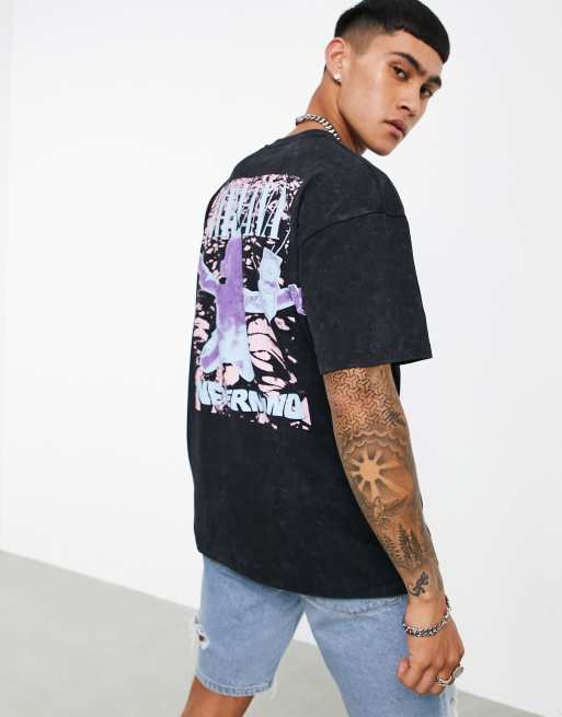 Pull&Bear t-shirt with Nivarna print in black