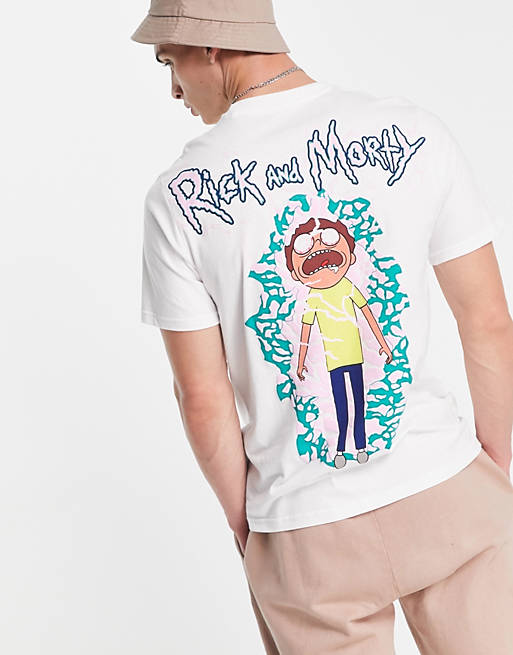 Pull&Bear t-shirt with Rick & Morty back print in white