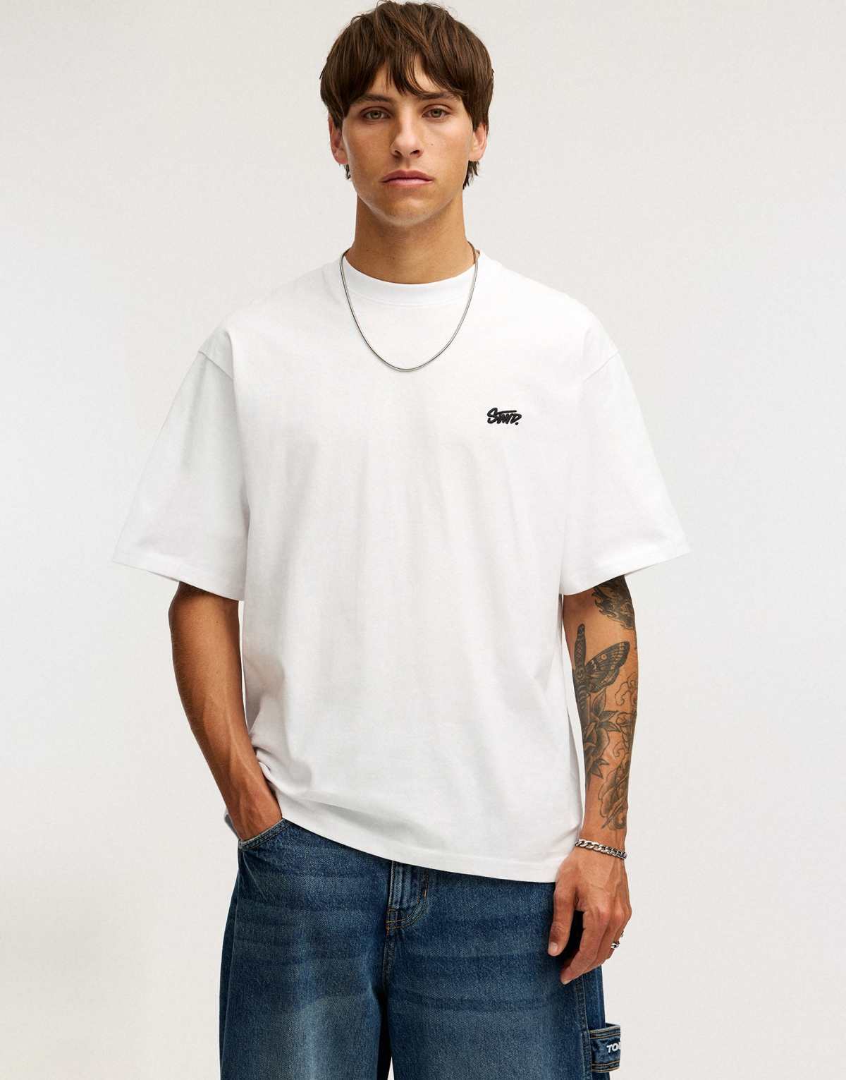 Pull&Bear t-shirt with STWD logo in white