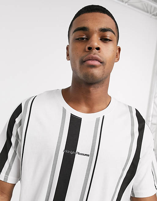 Pull&Bear t-shirt with vertical stripe in gray | ASOS