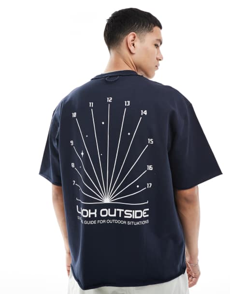Pull&Bear - T-shirts met ruimteprint op de achterkant in marineblauw - view 1